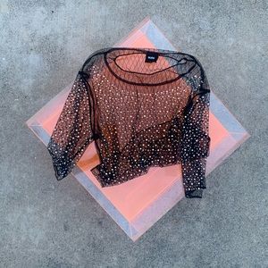 Mesh Stoned Crop Top